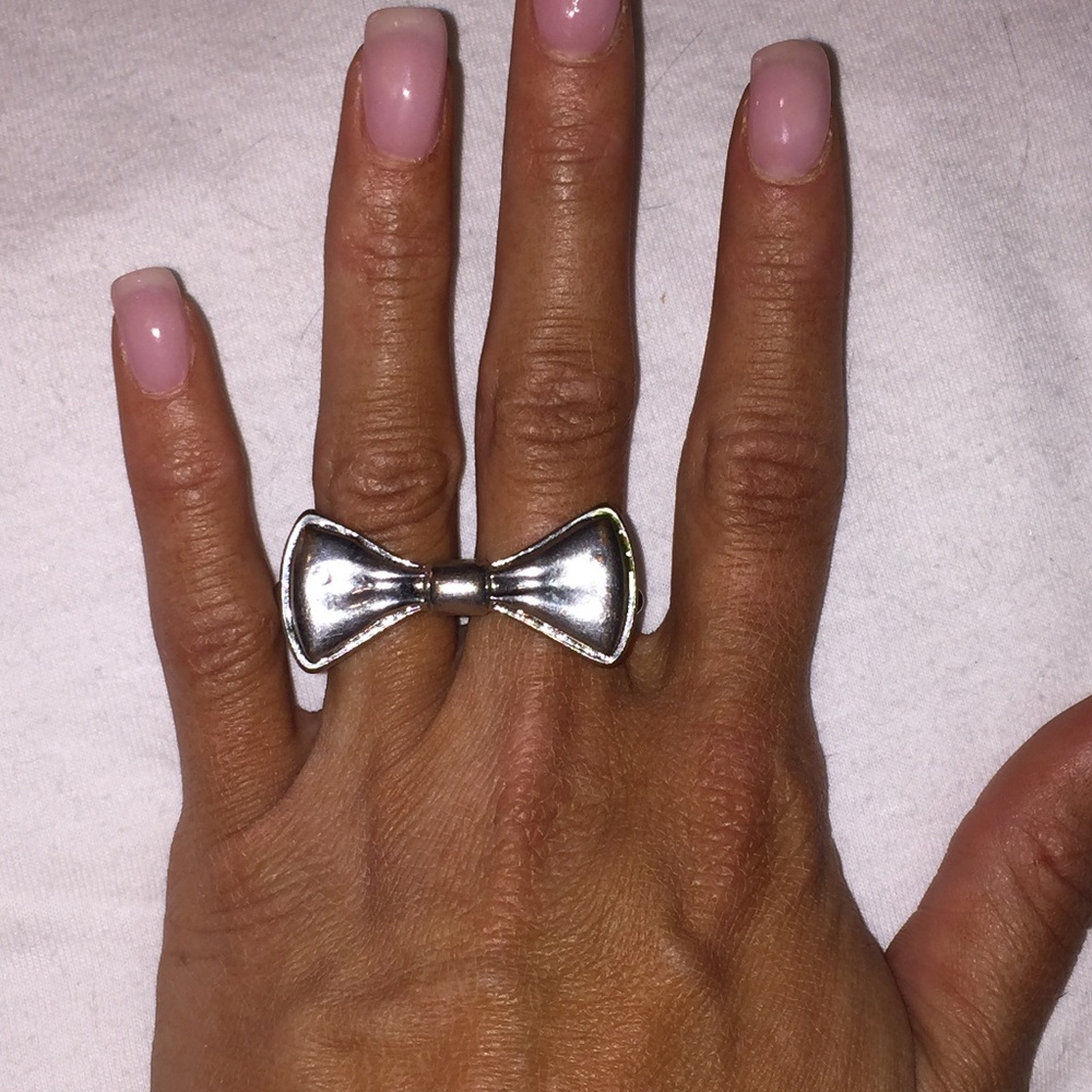 Accessories | Double Finger Silver Bow Ring